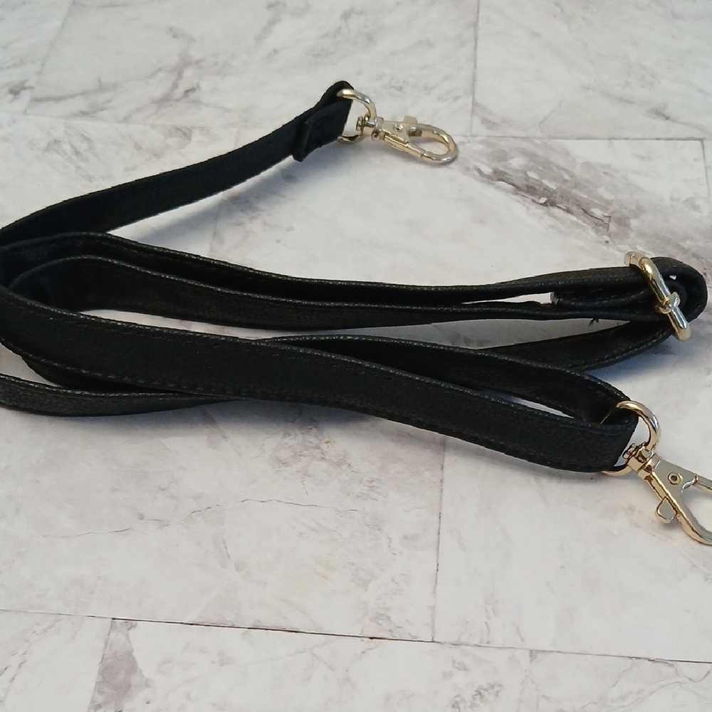 Black Faux Leather Strap with Gold Hardware